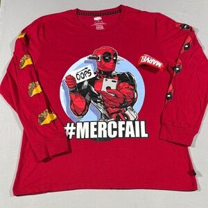 Marvel Comics Deadpool #Merc Fail Red Long Sleeve t-shirt Mens Size Large NWT